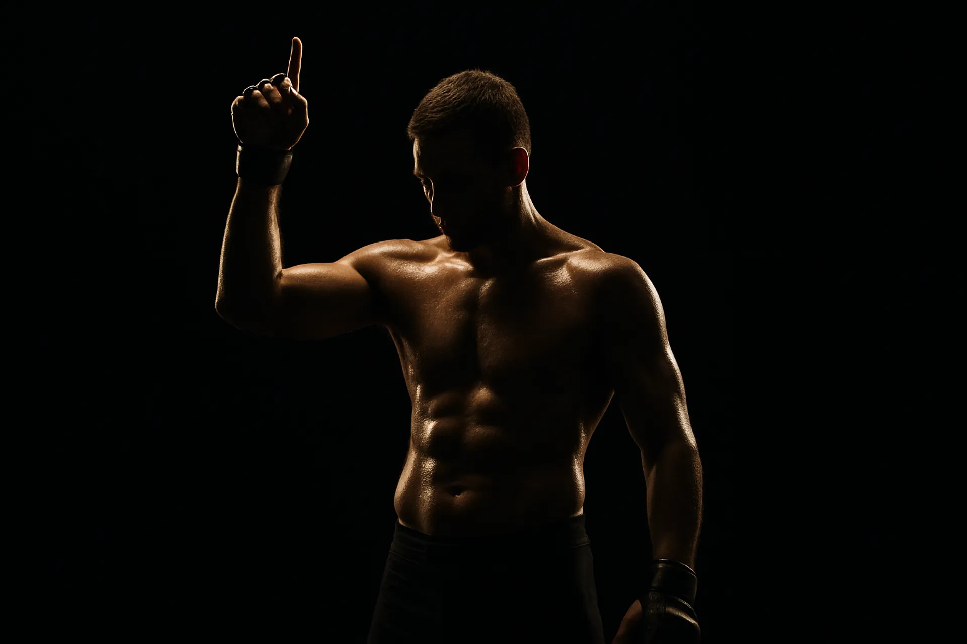 Silhouetted MMA fighters